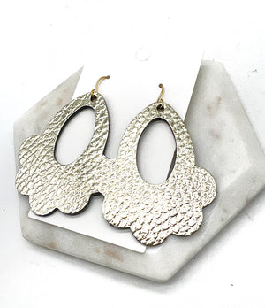 Gold Flourish Leather Earrings