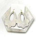 Gold Flourish Leather Earrings