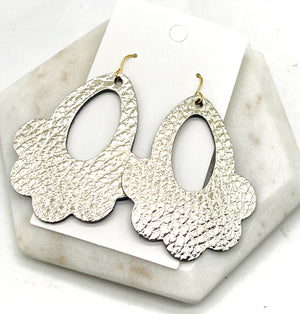 Gold Flourish Leather Earrings