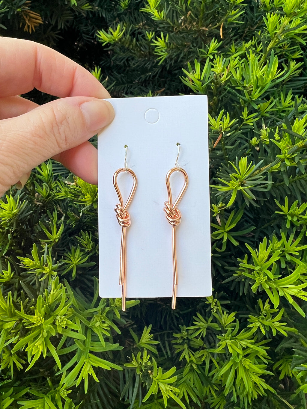Rose Gold Knot Metal Earrings