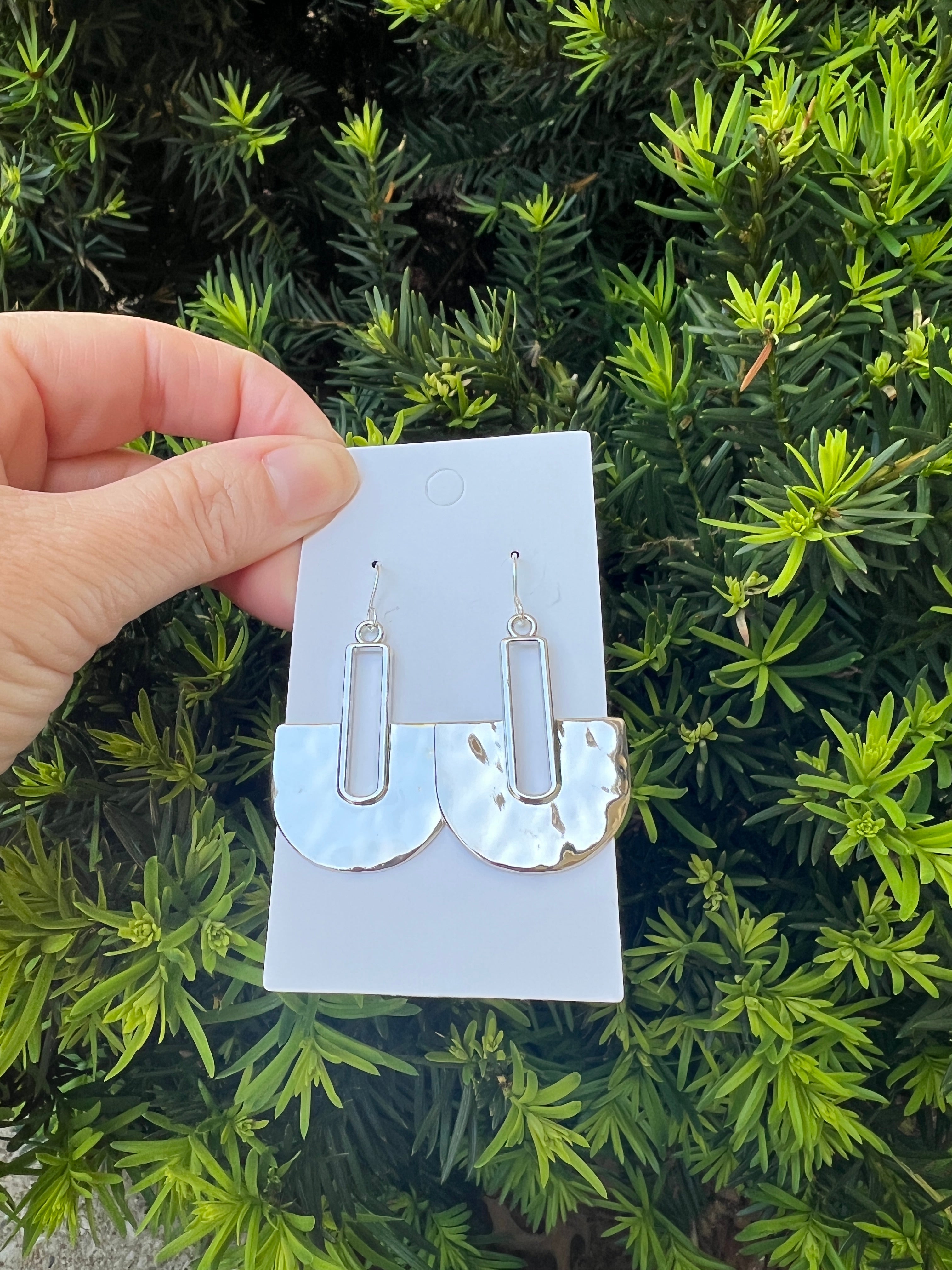 Silver Pendant Metal Earrings