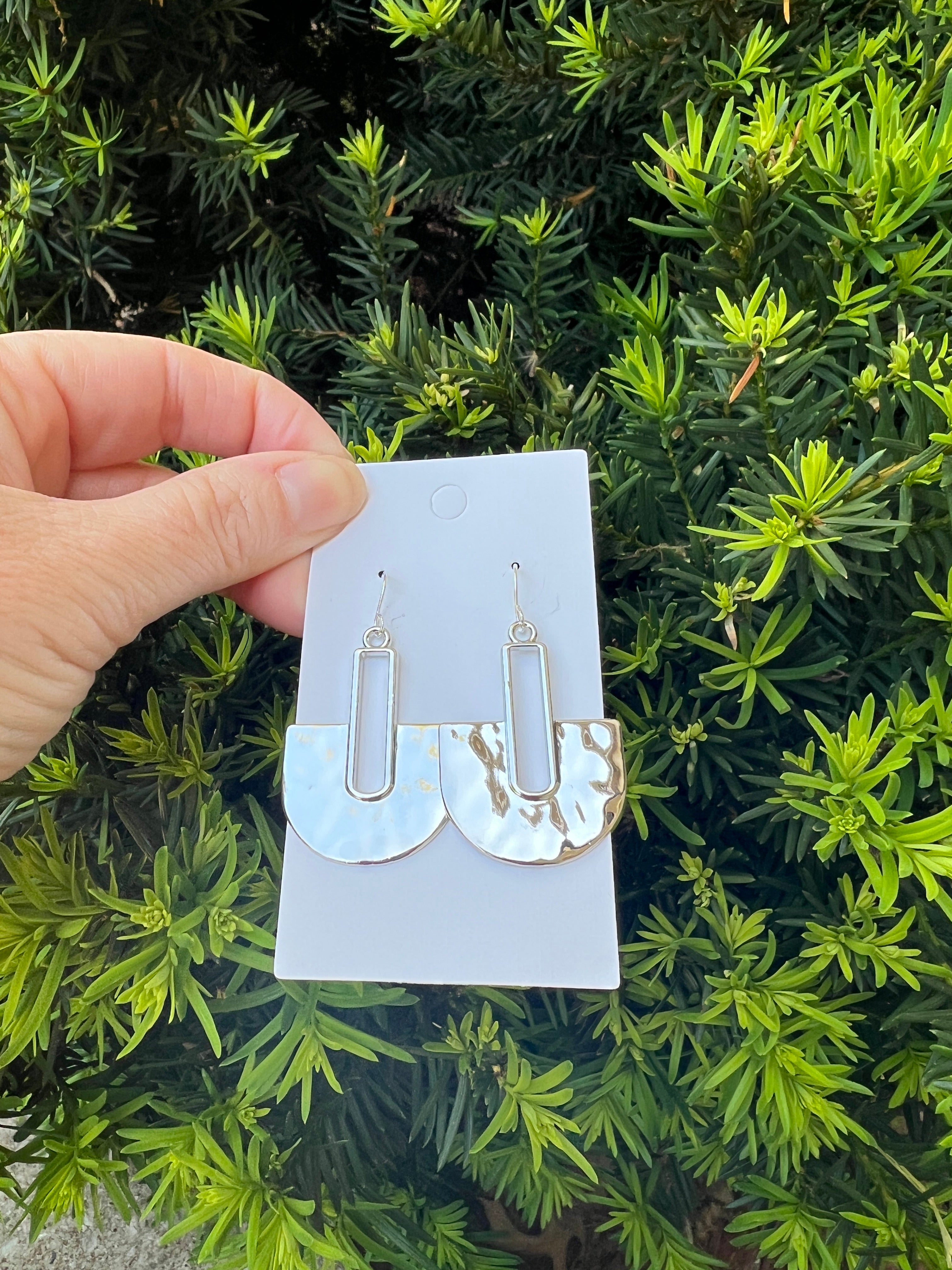 Silver Pendant Metal Earrings