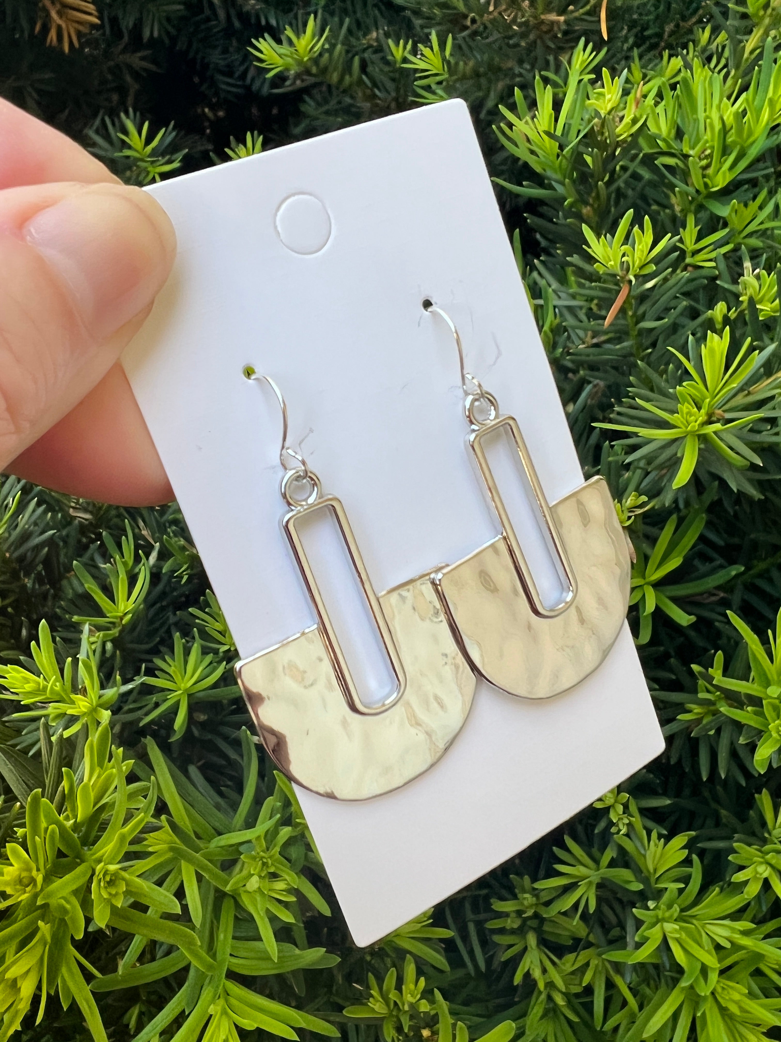 Silver Pendant Metal Earrings