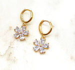 CZ Flower Huggie Hoop Earrings