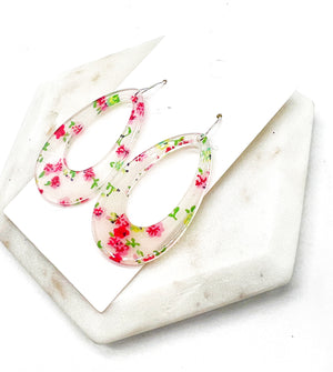 Floral Acrylic Teardrop Earrings