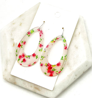 Floral Acrylic Teardrop Earrings