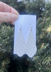 White Woven The Em Leather Earrings