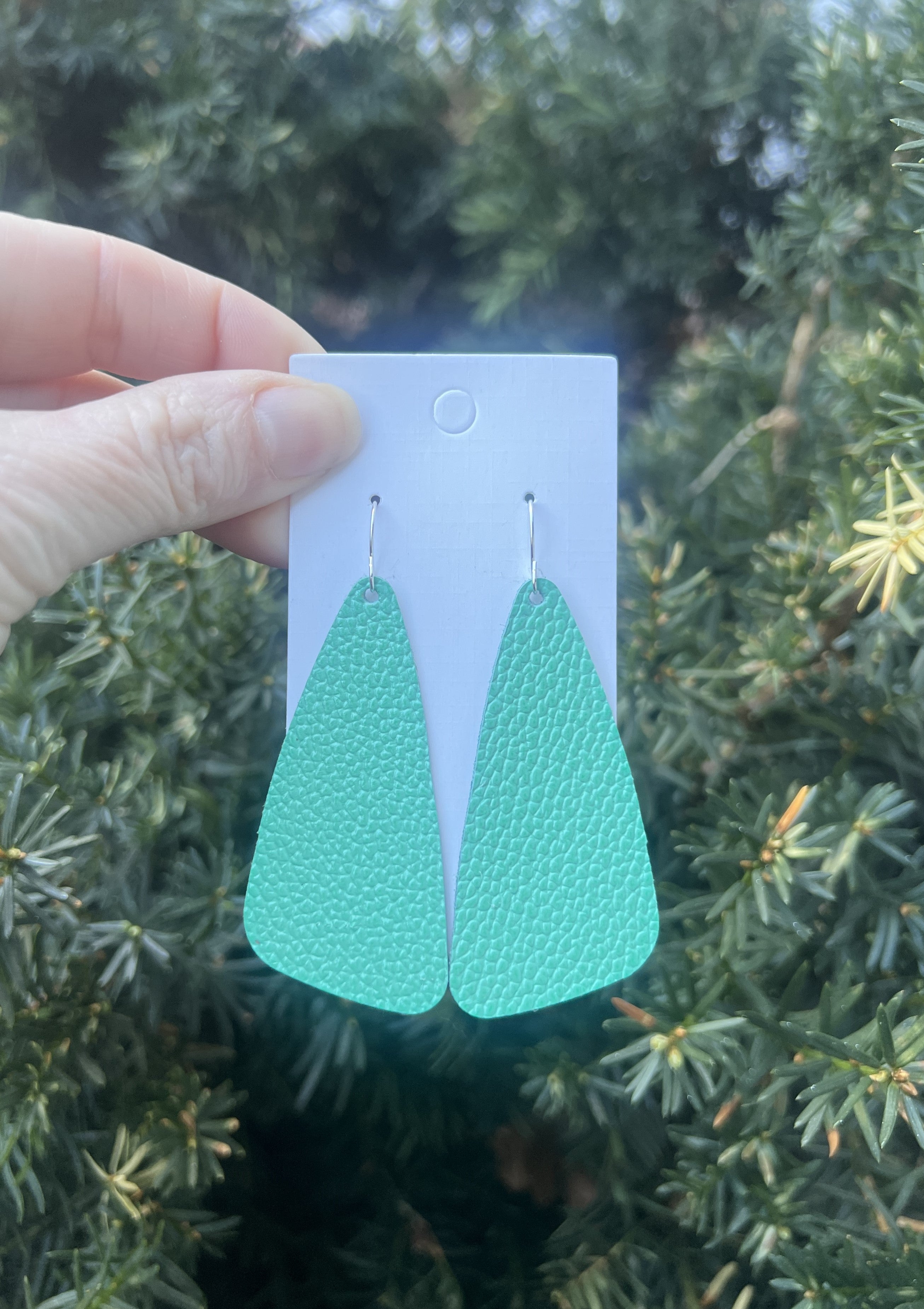 Seafoam Green Leather Accent Earrings