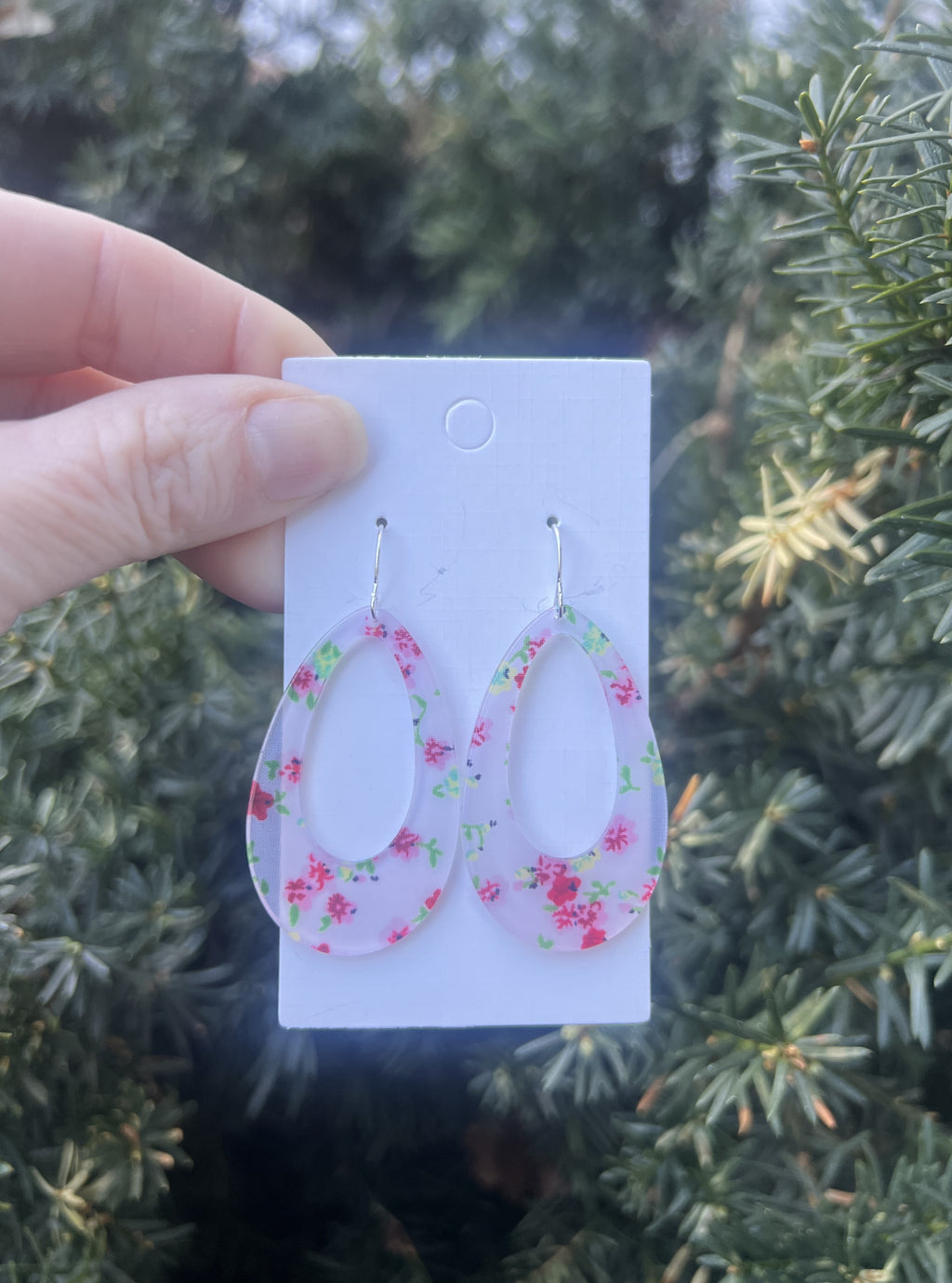 Floral Acrylic Teardrop Earrings