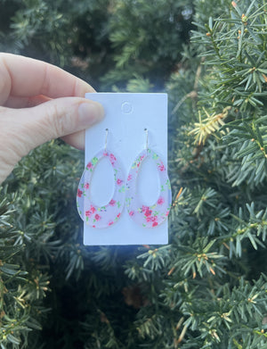 Floral Acrylic Teardrop Earrings