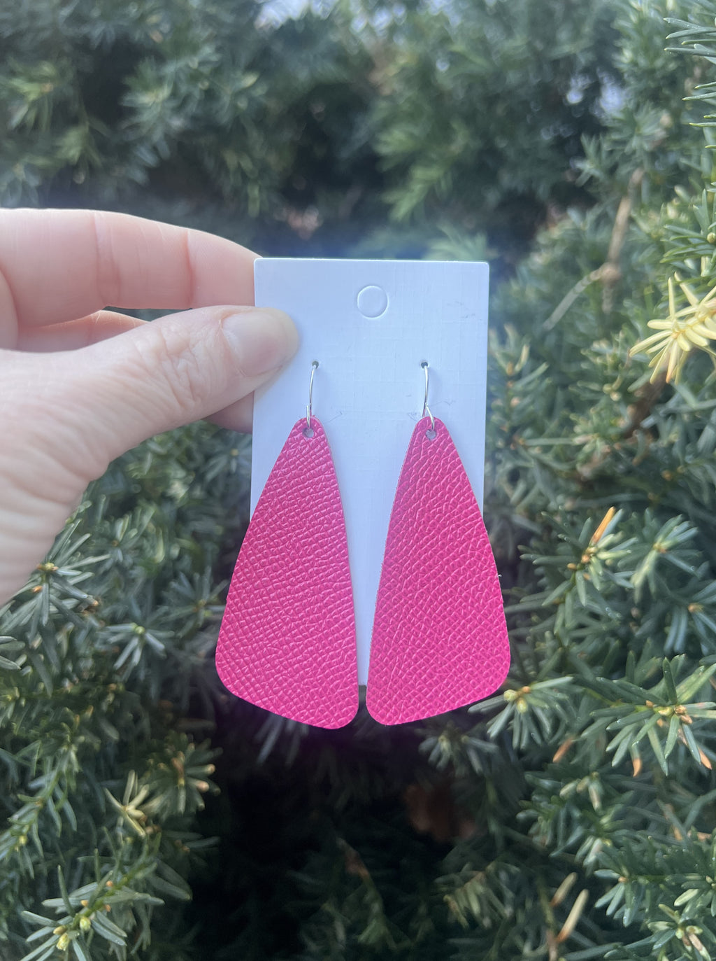 Hot Pink Leather Accent Earrings