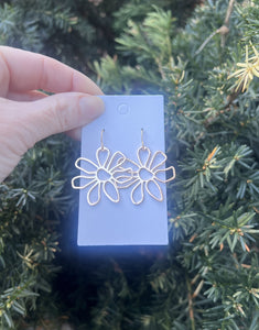 Gold Metal Flower Earrings