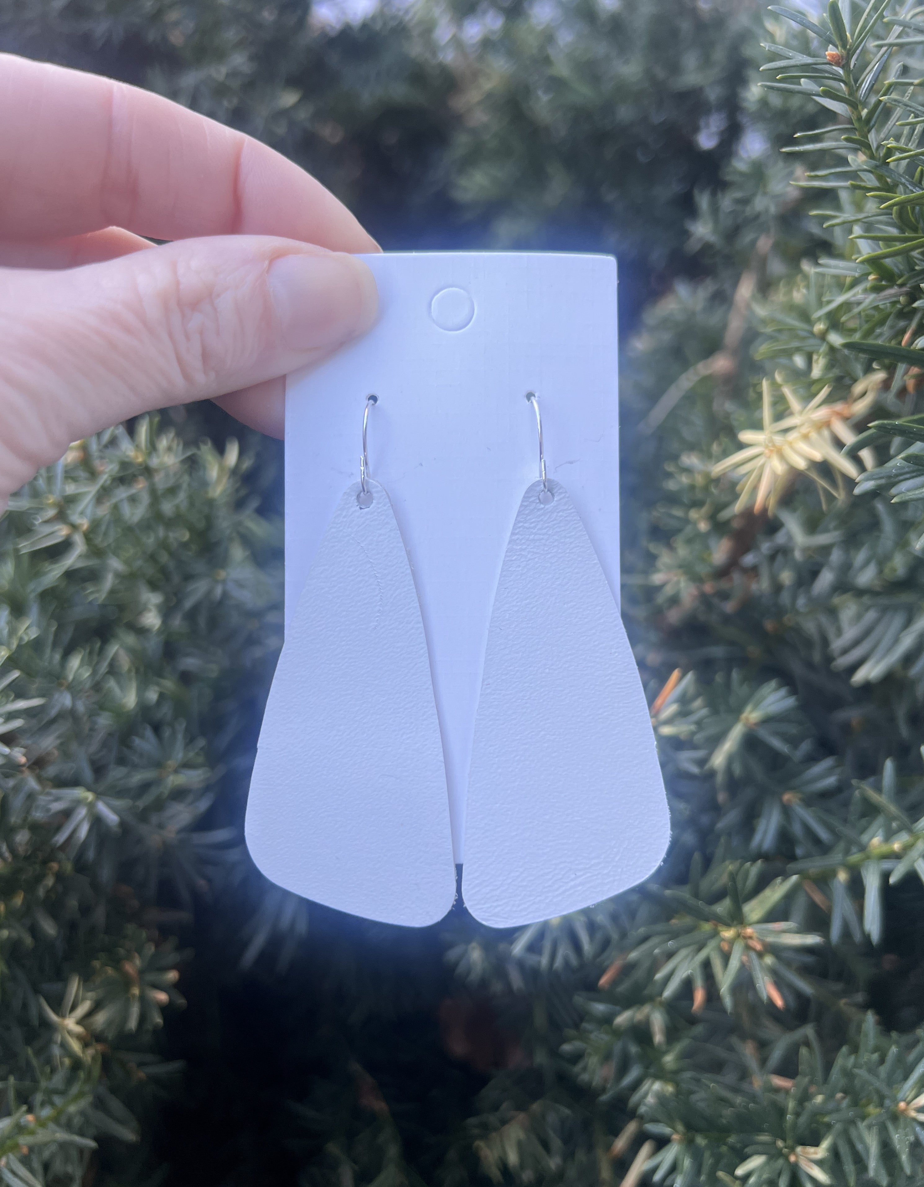 White Leather Accent Earrings