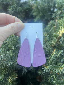 Lilac Wedge Leather Earrings