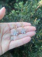 CZ Flower Huggie Hoop Earrings