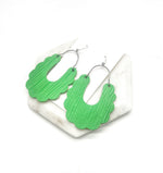 Lime Green Dahlia Leather Earrings