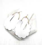 White Dahlia Leather Earrings