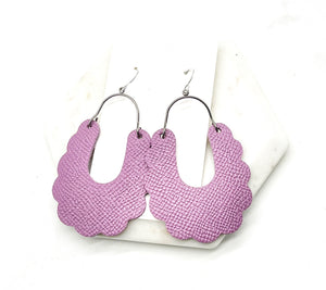 Lilac Dahlia Leather Earrings