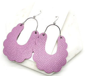 Lilac Dahlia Leather Earrings