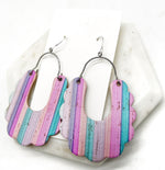 Lilac Stripes Dahlia Corkleather Earrings