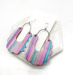 Lilac Stripes Dahlia Corkleather Earrings