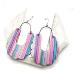 Lilac Stripes Dahlia Corkleather Earrings