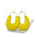 Yellow Dahlia Leather Earrings