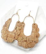 Gold Natural Dahlia Corkleather Earrings