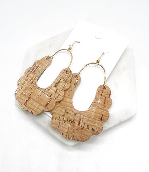 Gold Natural Dahlia Corkleather Earrings