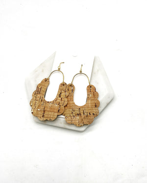 Gold Natural Dahlia Corkleather Earrings