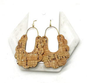 Gold Natural Dahlia Corkleather Earrings