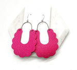 Hot Pink Dahlia Leather Earrings