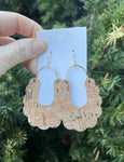 Gold Natural Dahlia Corkleather Earrings