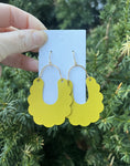 Yellow Dahlia Leather Earrings