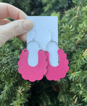 Hot Pink Dahlia Leather Earrings