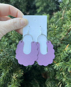 Lilac Dahlia Leather Earrings