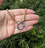 Mixed Metal Silver Gold Stainless Steel Buckle Necklace