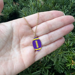 Purple Yellow Football Necklace Stainless Steel Vikings LSU