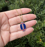 Red Blue Football Necklace Stainless Steel KU Patriots Bills