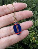 Red Blue Football Necklace Stainless Steel KU Patriots Bills