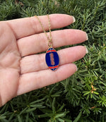 Red Blue Football Necklace Stainless Steel KU Patriots Bills