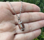 Silver Enamel Rhinestone Stainless Steel Football Necklace