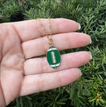 Green White Football Necklace Stainless Steel Lawrence Free State Jets Eagles