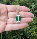 Green White Football Necklace Stainless Steel Lawrence Free State Jets Eagles