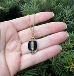 Black Gold Football Necklace Stainless Steel Saints Steelers