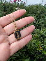 Black Gold Football Necklace Stainless Steel Saints Steelers