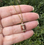 Gold Enamel Rhinestone Stainless Steel Football Necklace