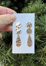 Hammered Triple Dangle Metal Earrings