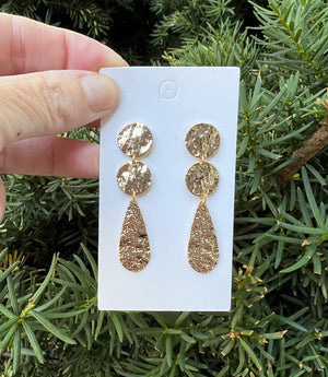 Hammered Triple Dangle Metal Earrings