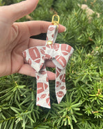Football Pattern Leather Bow Purse Bag Charm